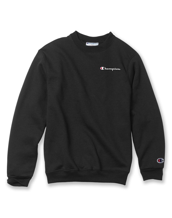 Champion Boys Sweatshirt NZ - Double Dry Script Logo Black ( 1657-CNKXP )